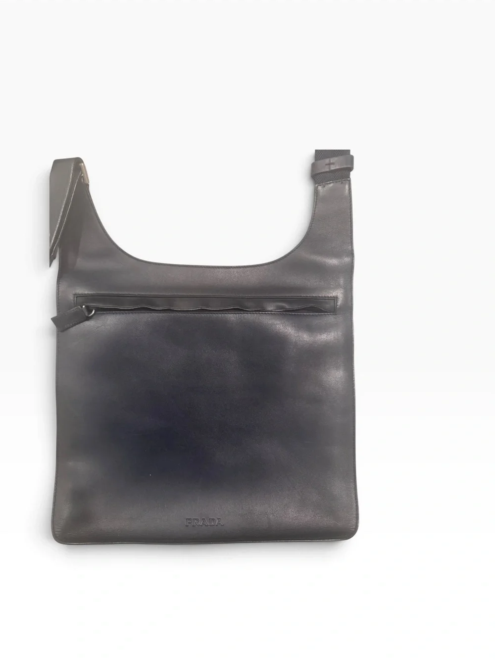 Prada Navy Leather Crossbody Messenger Bag